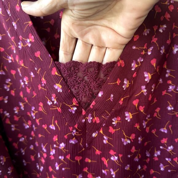 NEW Isaac Mizrahi QVC Woven Crepe Blouse w/ Pleat Detail & Lace Sz 10 Boho Fall - Picture 5 of 10